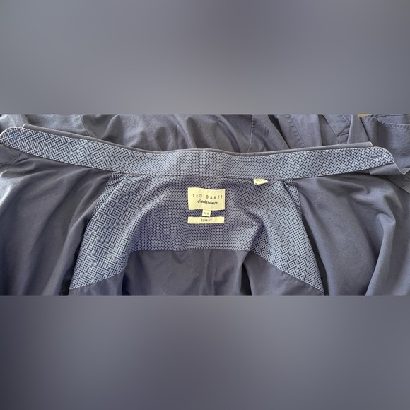 TED BAKER Navy Dress Shirt | Bold Cuff Detail | Luxe Stretch Fit | L - Picture 8 of 14